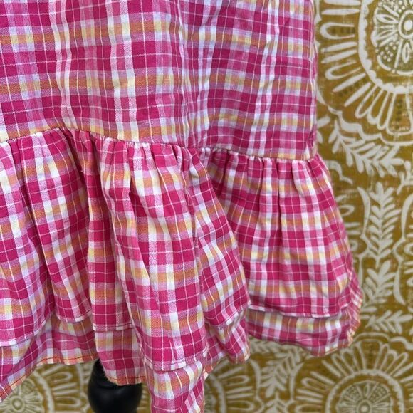 NWT LIKELY Kai Check Ruffle Hem Puff Sleeve Mini Dress in Fuchsia Multi size 10 - Picture 10 of 15
